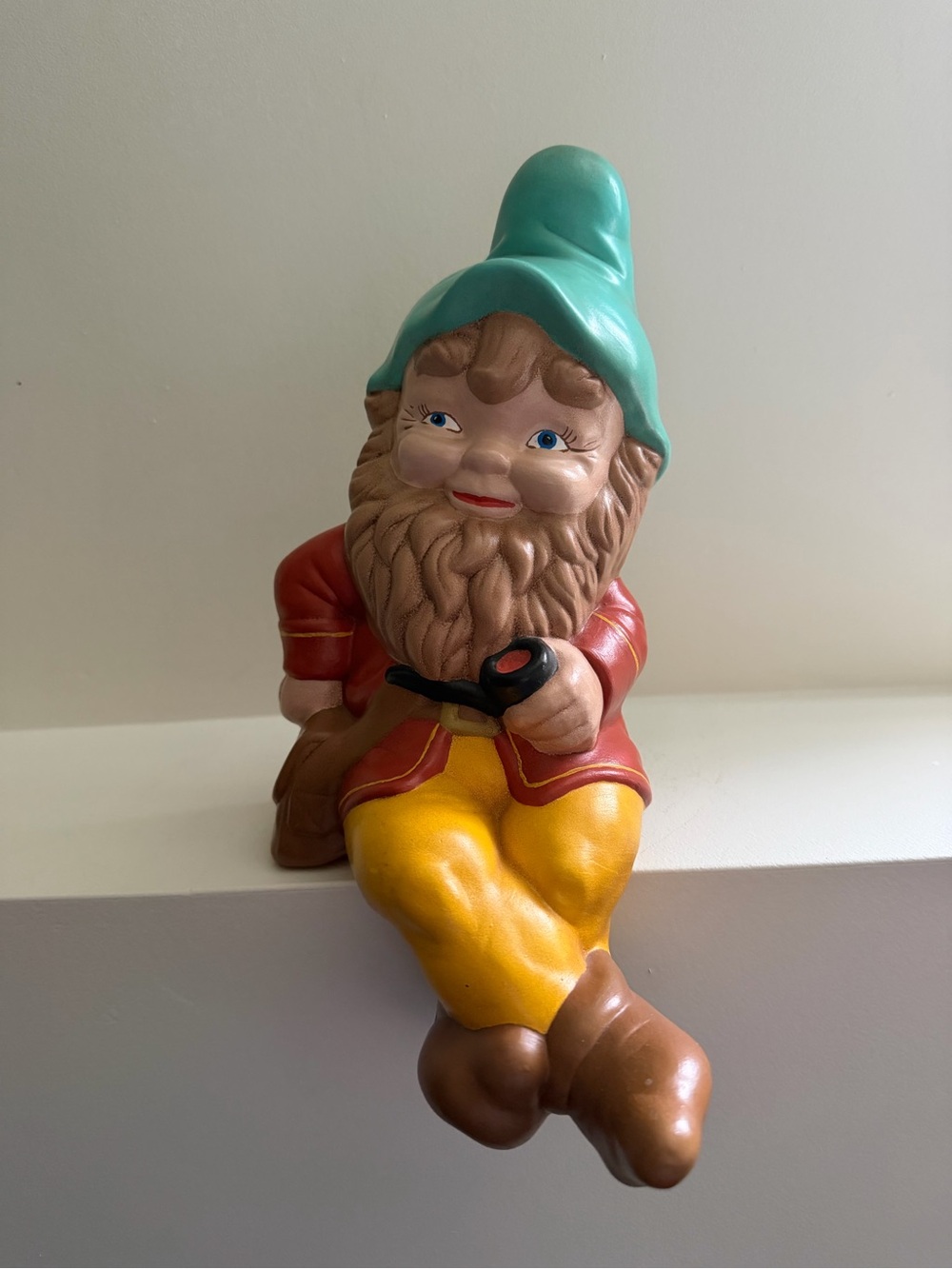 Vintage, Whimsical Teal-Hat Garden Gnome Figurine - Decorative Home Accent